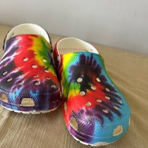 Nearly new Tie Dye Crocs, size 8W